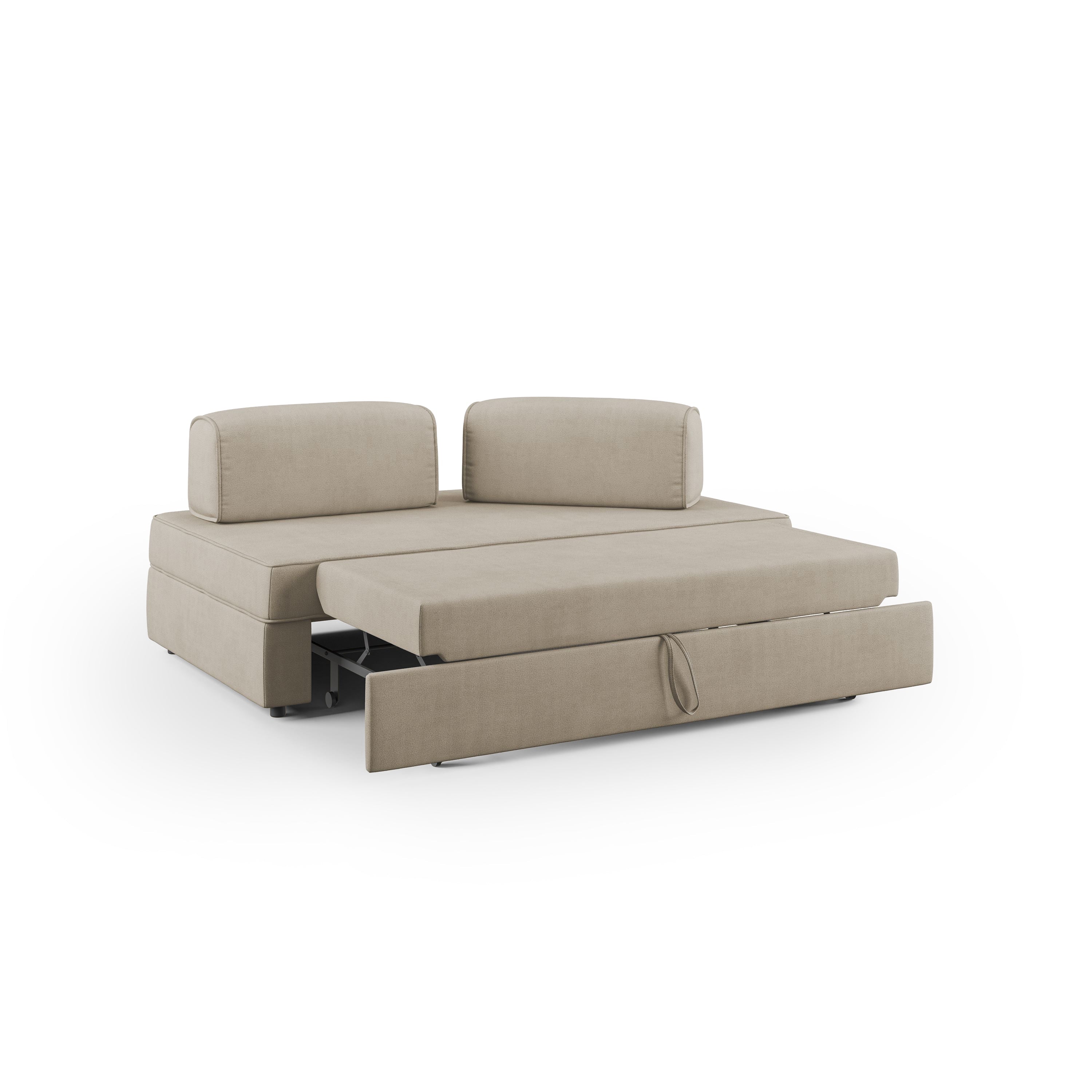 Liberty Divano con pouf estraibile e schienali movibili in tessuto morbido impermeabile T02 180 cm beige