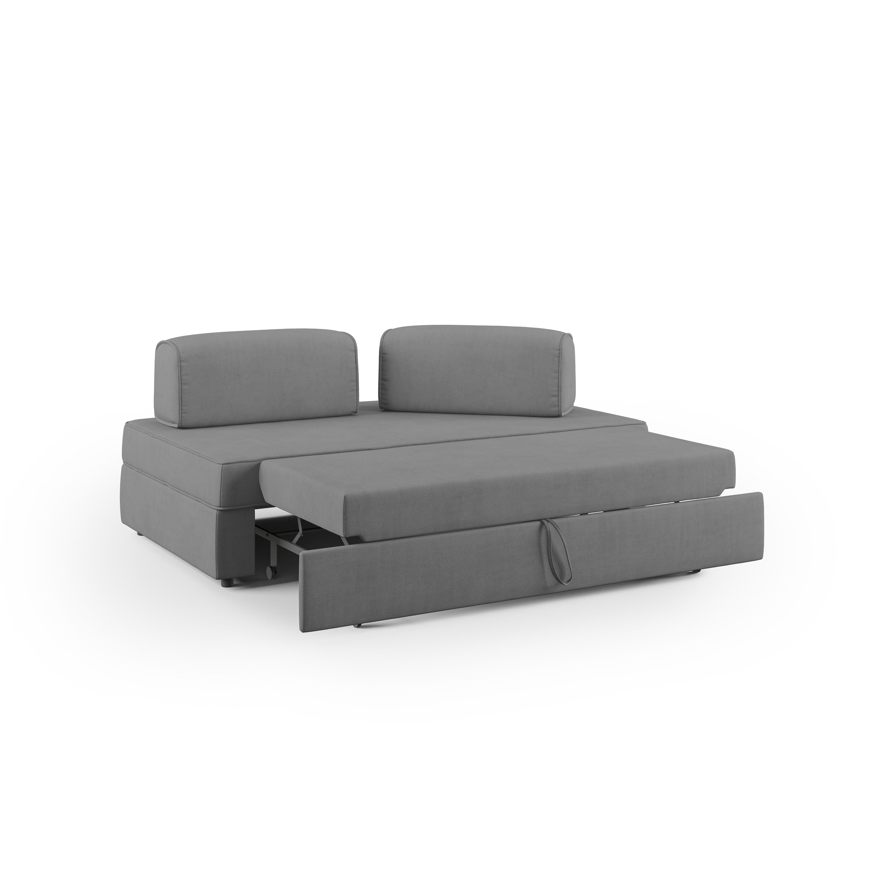 Liberty Divano senza pouf estraibile e schienali movibili in tessuto morbido impermeabile T02 200 cm grigio