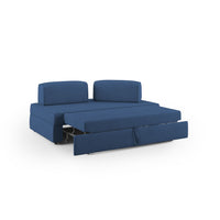 Liberty Divano senza pouf estraibile e schienali movibili in tessuto morbido impermeabile T02 200 cm blu