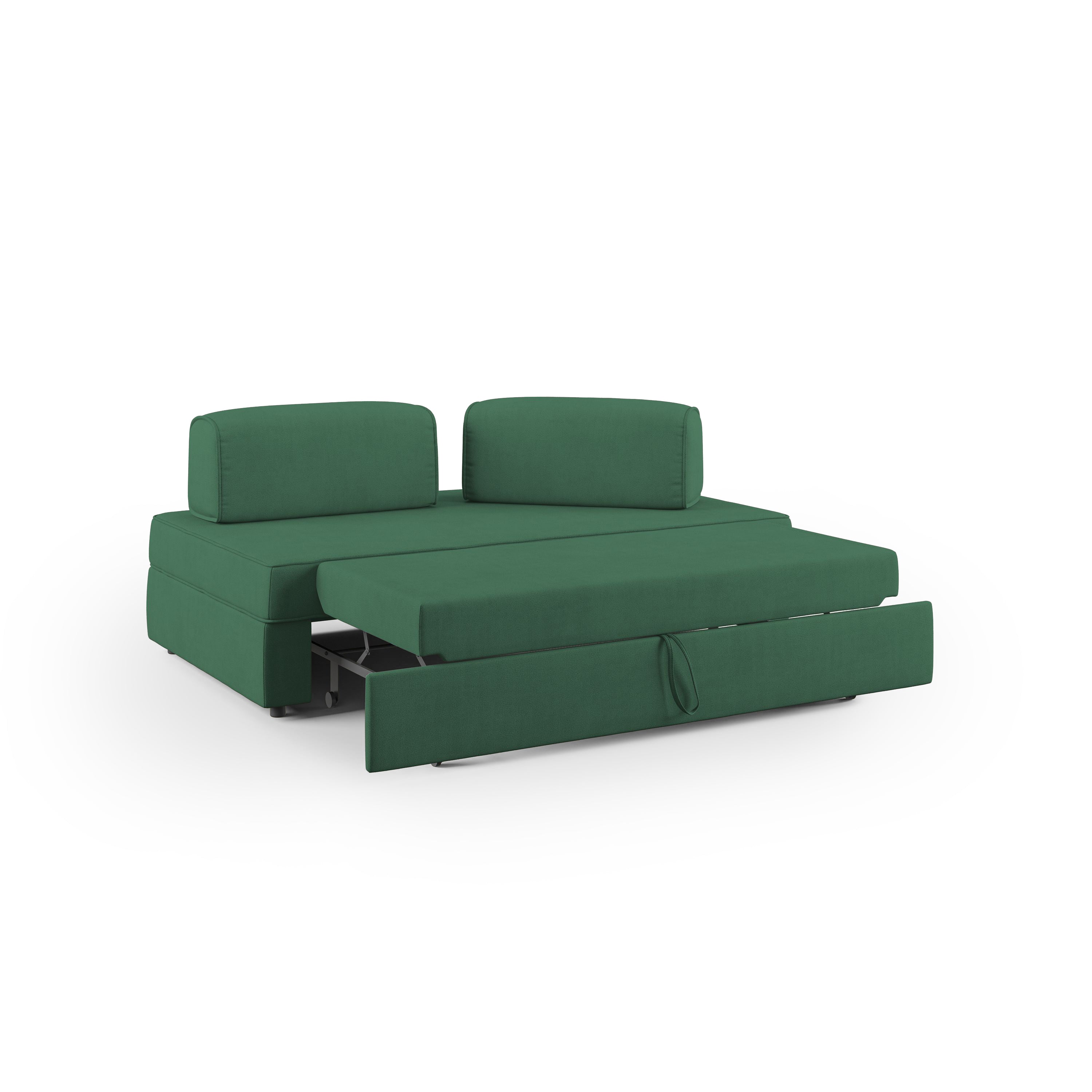 Liberty Divano con pouf estraibile e schienali movibili in tessuto morbido impermeabile T02 200 cm verde