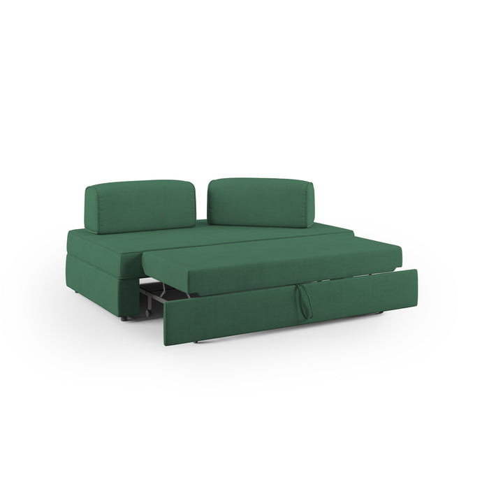 Liberty Divano con pouf estraibile e schienali movibili in tessuto morbido impermeabile T02 200 cm verde