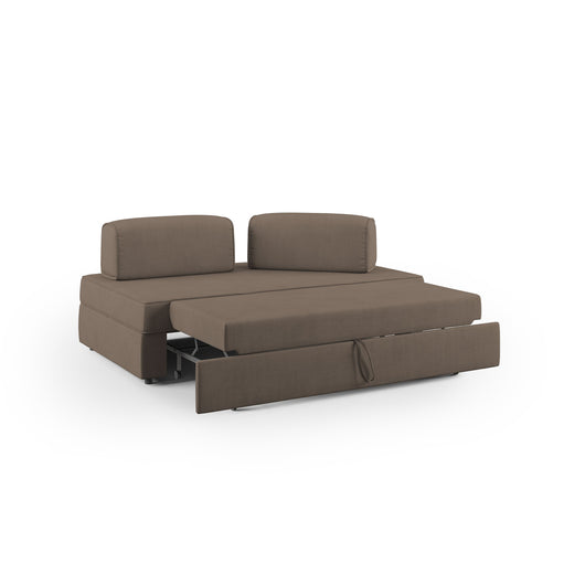 Liberty Divano con pouf estraibile e schienali movibili in tessuto morbido impermeabile T02 160 cm marrone
