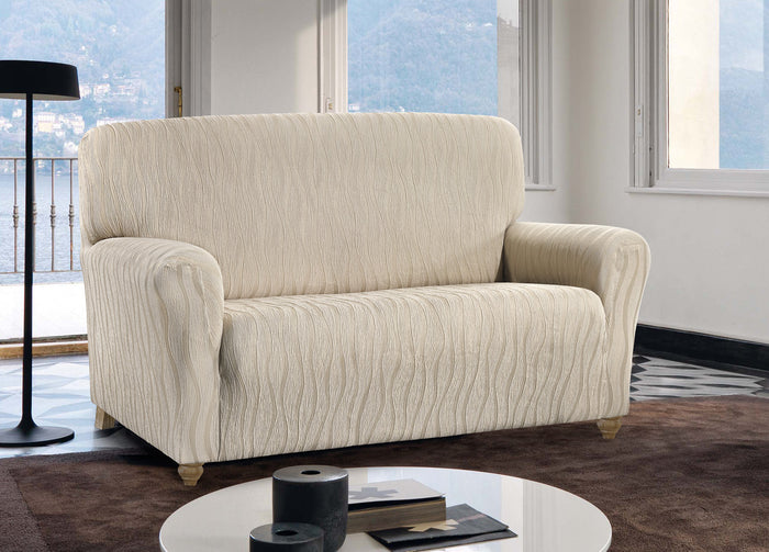 Copridivano Sofà Poltrona Elasticizzato Protezione Macchie Modello Wonderful - 2 Posti - Panna