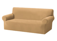 Copridivano Copriseduta Sofà Elasticizzato Tinta Unita Smile Tessuto Millerighe - 4 Posti - Cream