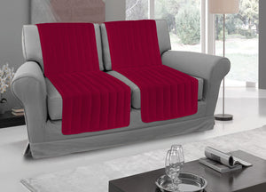 Copridivano A Fasce Trapuntate Proteggi Seduta Modello Stripe Colore Bordeaux - 3 Coppie - Bordeaux