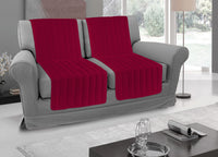 Copridivano A Fasce Trapuntate Proteggi Seduta Modello Stripe Colore Bordeaux - 2 Coppie - Bordeaux