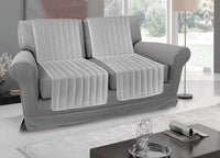 Copridivano A Fasce Trapuntate Proteggi Seduta Modello Stripe Colore Grigio - 3 Coppie - Grigio
