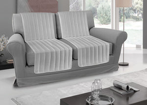 Copridivano A Fasce Trapuntate Proteggi Seduta Modello Stripe Colore Grigio - 3 Coppie - Grigio