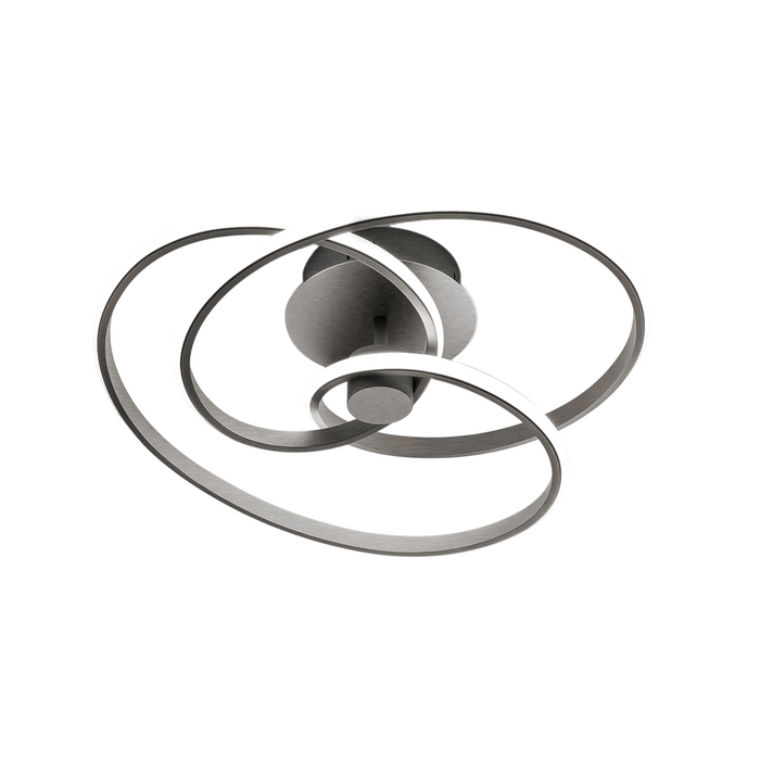 Diva - Plafoniera led design moderno 40W dimmerabile - Alluminio titanio, luce calda 3000K, 2500lm, diffusore in silicone