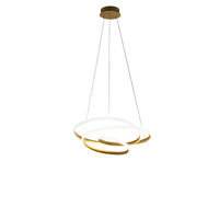 Diva - Lampada a sospensione led 39W dimmerabile - Design moderno in alluminio titanio, luce calda 3000K, anelli intrecciati d.50cm