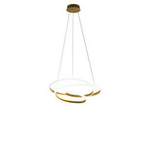 Diva - Lampada a sospensione led 39W dimmerabile - Design moderno in alluminio titanio, luce calda 3000K, anelli intrecciati d.50cm