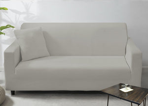 Copridivano Antimacchia Elasticizzato Penisola Componibile Tinta Unita Modello Perfetto - 3 Posti - Grigio Chiaro