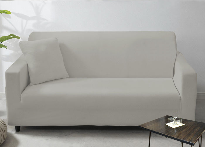 Copridivano Antimacchia Elasticizzato Penisola Componibile Tinta Unita Modello Perfetto - 3 Posti - Grigio Chiaro