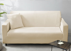 Copridivano Antimacchia Elasticizzato Penisola Componibile Tinta Unita Modello Perfetto - 3 Posti - Panna