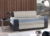 Copridivano Trapuntato Disegno Maglia - 3 Posti - Blu