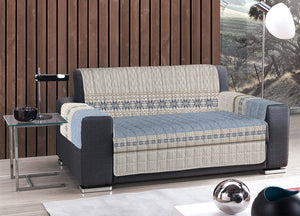 Copridivano Trapuntato Disegno Maglia - 3 Posti - Blu