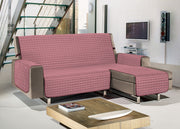 Copridivano Con Penisola Sofà Cover Trapuntato Antimacchia Double Face - 240cm - Rubino