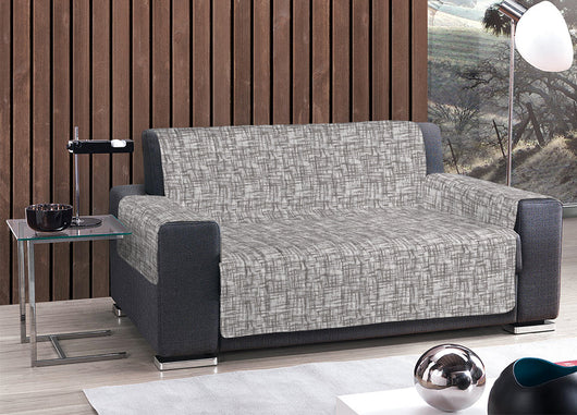 Copridivano Trapuntato Antimacchia Disegno Reticolo Colore Tortora - 3 Posti - Tortora