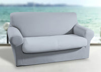 Copridivano-Copripoltrona Antimacchia Elasticizzato Tinta Unita Modello Magic - 2 Posti - Grigio