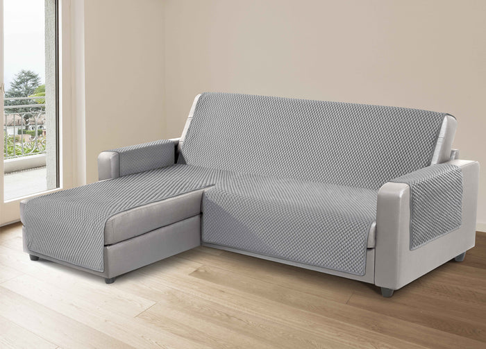 Copridivano Per Divani Con Penisola Lato Destro Modello Sphere Grigio - 280 cm - Grigio