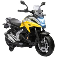 Moto Elettrica per Bambini, Honda, 3 km/h, Musica & Luce, 3-6 Anni, fino a 30 kg, Giallo