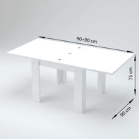 Tavolo da pranzo allungabile a libro 90x90-180cm legno bianco Jesi Liber