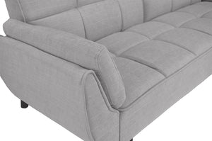 Divano letto clic clac in tessuto grigio chiaro piede nero mod. Ambra DL-AM01FBC-PLN