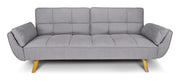 Divano letto clic clac in tessuto vellutato grigio chiaro - divano 3 posti mod. Ambra piedi legno naturale DL-AM01FBC