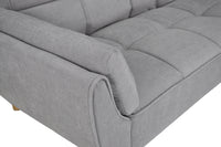 Divano letto clic clac in tessuto vellutato grigio chiaro - divano 3 posti mod. Ambra piedi legno naturale DL-AM01FBC