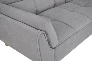 Divano letto clic clac in tessuto vellutato grigio chiaro - divano 3 posti mod. Ambra piedi legno naturale DL-AM01FBC