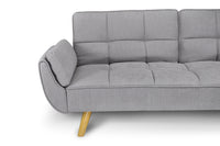 Divano letto clic clac in tessuto vellutato grigio chiaro - divano 3 posti mod. Ambra piedi legno naturale DL-AM01FBC