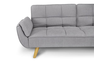 Divano letto clic clac in tessuto vellutato grigio chiaro - divano 3 posti mod. Ambra piedi legno naturale DL-AM01FBC