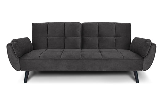 Divano letto clic clac in velluto grigio piede nero mod. Ambra DL-AM01VLT-PLN