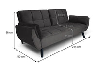 Divano letto clic clac in velluto grigio piede nero mod. Ambra DL-AM01VLT-PLN