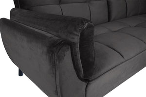 Divano letto clic clac in velluto grigio piede nero mod. Ambra DL-AM01VLT-PLN