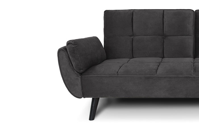 Divano letto clic clac in velluto grigio piede nero mod. Ambra DL-AM01VLT-PLN