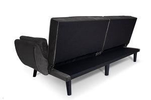 Divano letto clic clac in velluto grigio piede nero mod. Ambra DL-AM01VLT-PLN