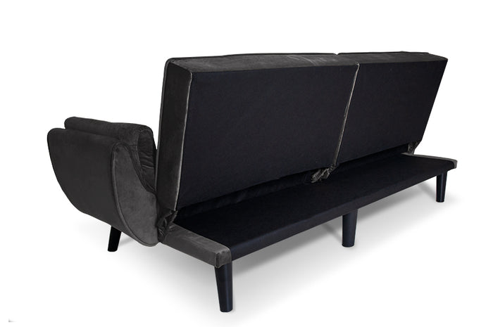 Divano letto clic clac in velluto grigio piede nero mod. Ambra DL-AM01VLT-PLN
