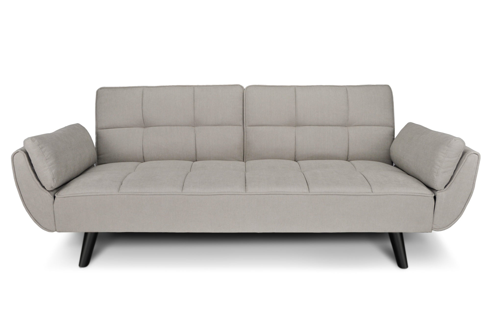 Divano letto clic clac in tessuto vellutato tortora - Ambra