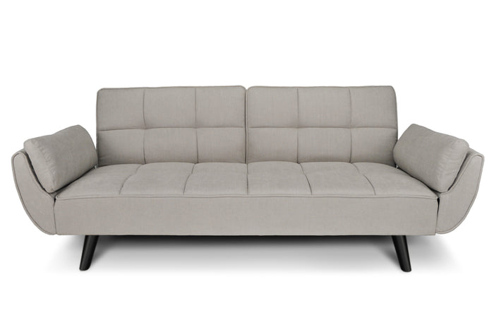 Divano letto clic clac in tessuto vellutato tortora - Ambra