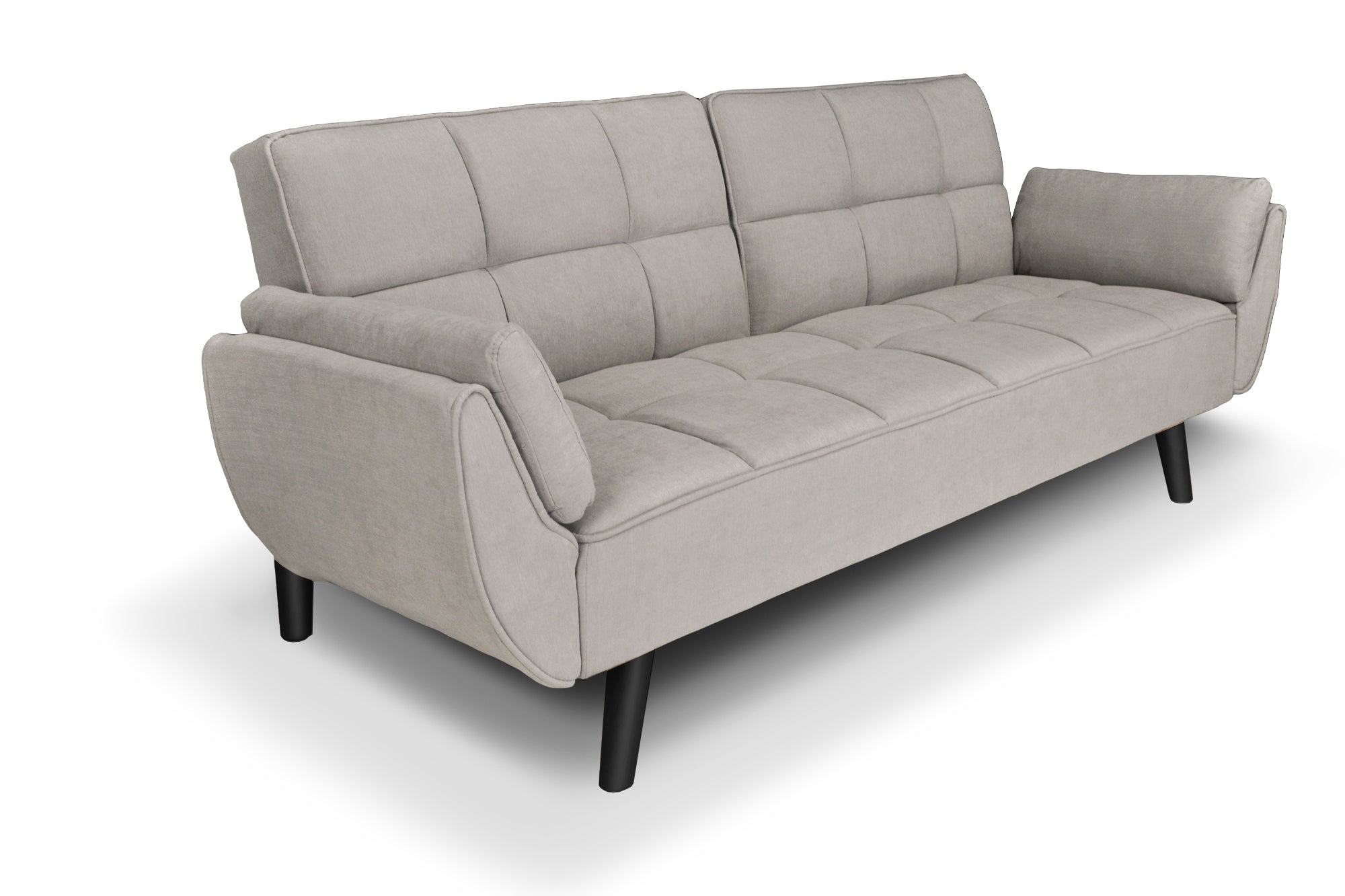 Divano letto clic clac in tessuto vellutato tortora - Ambra