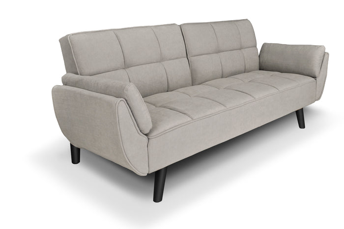 Divano letto clic clac in tessuto vellutato tortora - Ambra