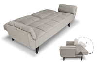 Divano letto clic clac in tessuto vellutato tortora - Ambra