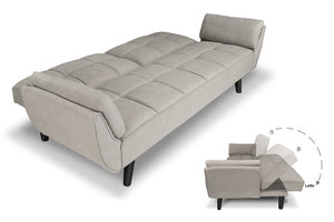 Divano letto clic clac in tessuto vellutato tortora - Ambra