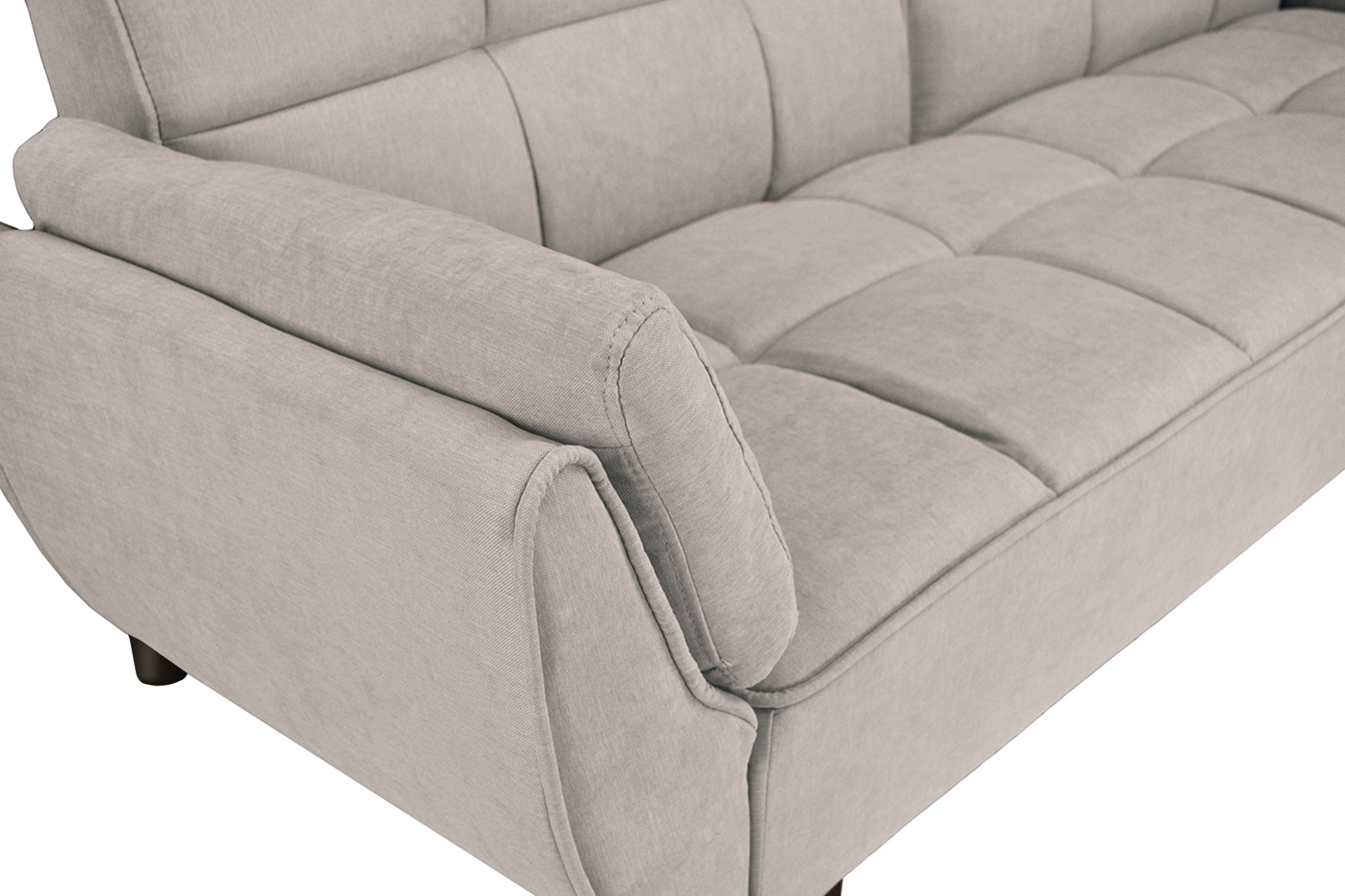 Divano letto clic clac in tessuto vellutato tortora - Ambra