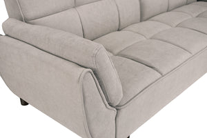 Divano letto clic clac in tessuto vellutato tortora - Ambra