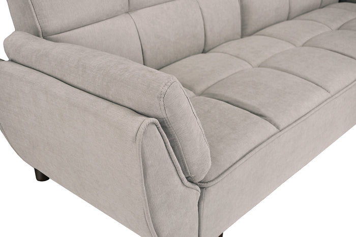 Divano letto clic clac in tessuto vellutato tortora - Ambra