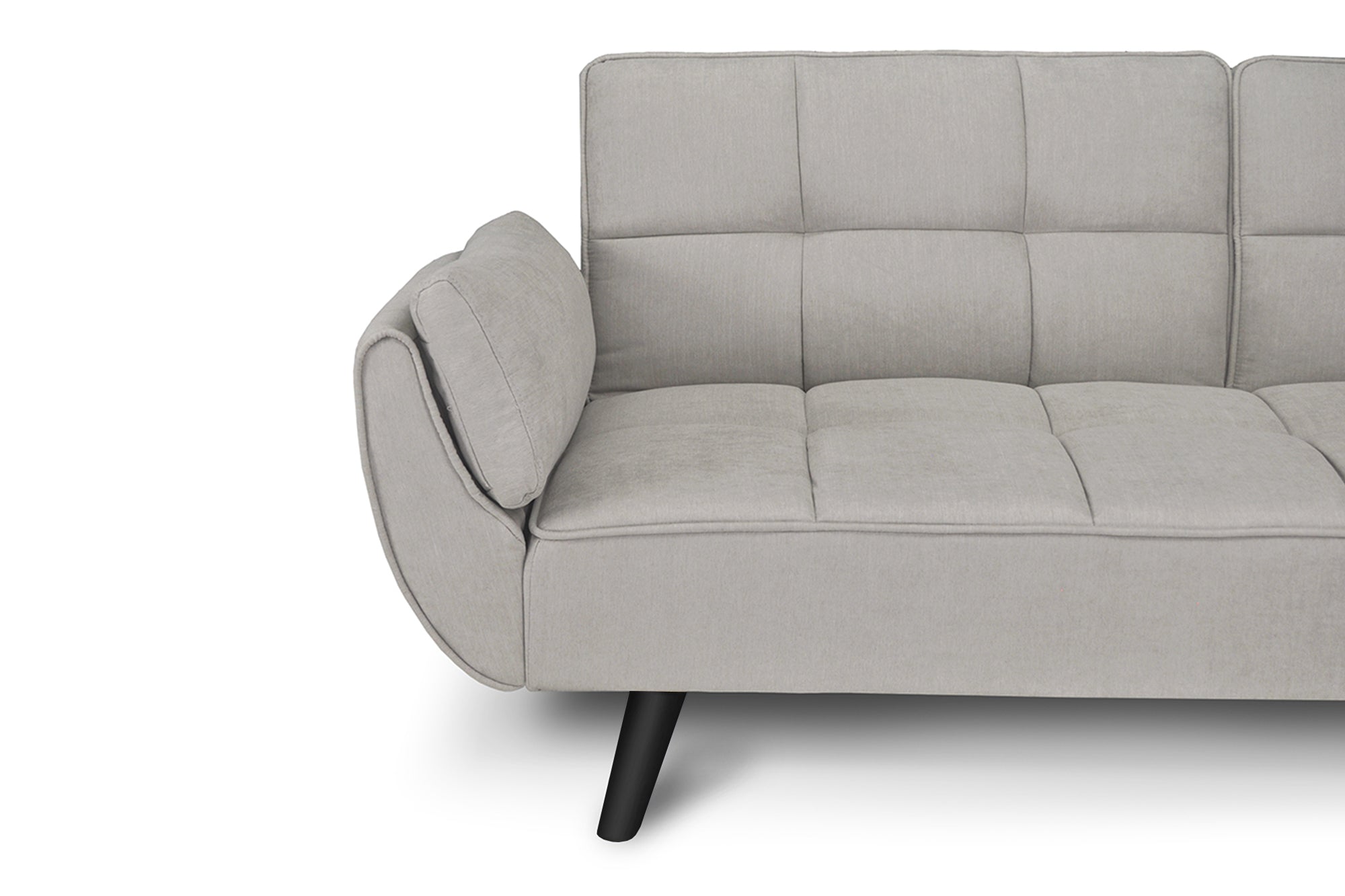 Divano letto clic clac in tessuto vellutato tortora - Ambra