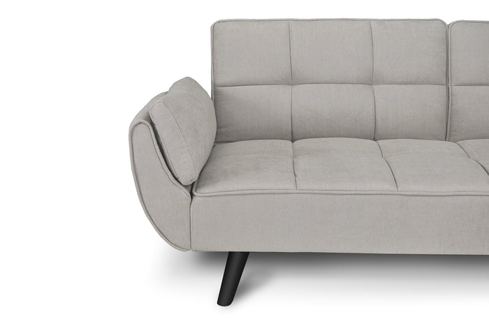 Divano letto clic clac in tessuto vellutato tortora - Ambra