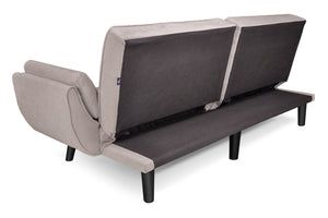 Divano letto clic clac in tessuto vellutato tortora - Ambra